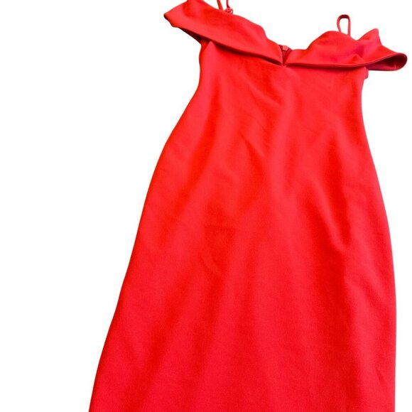 Noookie Bold Red Off-Shoulder Fitted Sheath Dress Spaghetti Strap Size Small - Picture 5 of 12